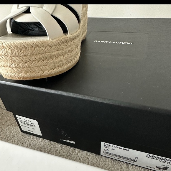 SAINT LAURENT TRIBUTE ESPADRILLES WEDGE WHOTE SIZE 7/37 - Picture 5 of 6